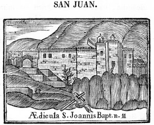 Ermita de sant Joan. Gravat al burí en Compendio historial (1758)