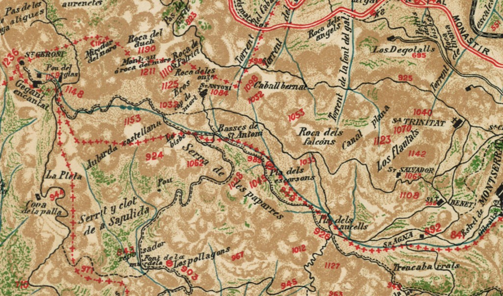 Mapa Topografich, Revista Montserratina 1909 Sant Jeroni