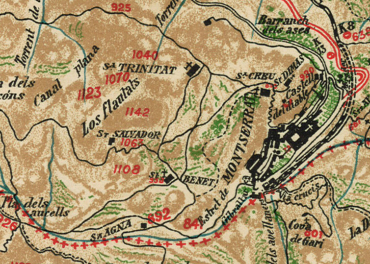 Mapa Topografich, Revista Montserratina 1909 detall