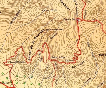 Pou de la Costa Dreta en el mapa de Ramon de Semir 1949