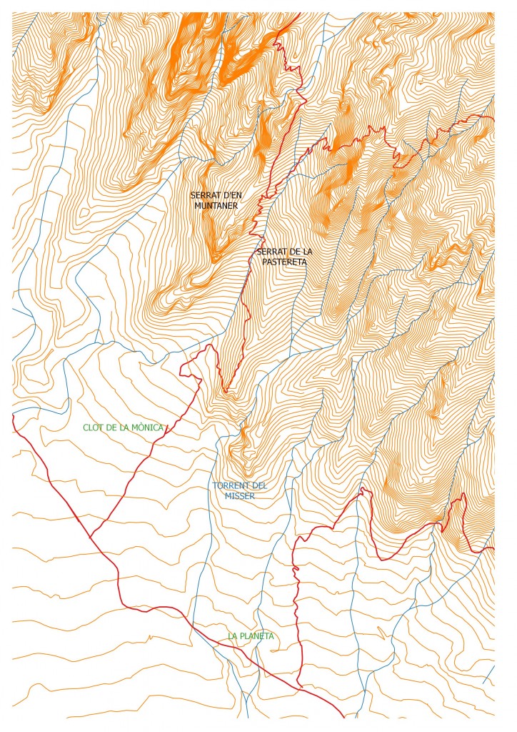 Entorn del clot de la Monica en el mapa de l'editorial  Alpina