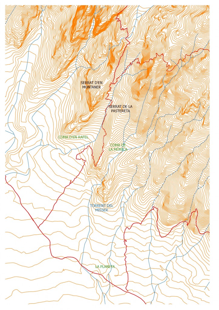 Entorn del clot de la Monica en el mapa de l'Institut Cartogràfic i Geològic de Catalunya