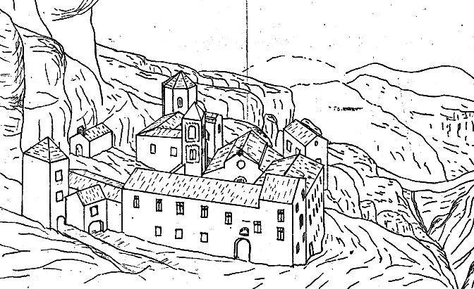 Església, monestir i santuari entorn 1408. Fons del pare Ricard M. Sans.
